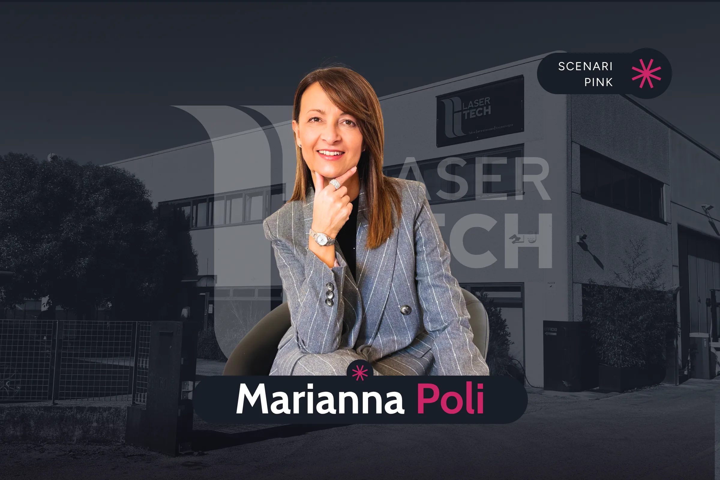 Marianna Poli ritratta davanti alla sede di Laser Tech.